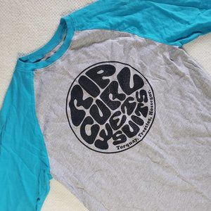 RIP CURL 3/4 RAGLAN T-SHIRT - SMALL S